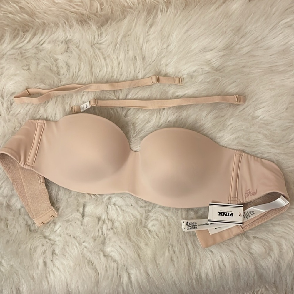 Victoria’s Secret Pink Wear Everywhere Lightly Lined Seamless Strapless Bra 34A - Picture 6 of 12